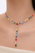 Colored Drop Down Choker Necklace